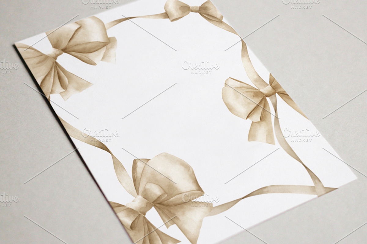 Beige Bows And Ribbons Set, an Illustration by Natikka Art (Photo 3 of 3)