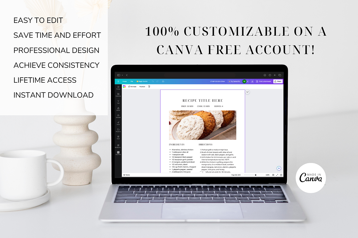 100 Page Cookbook Template CANVA, a Templates & Theme by OrganizationOasisRo (Photo 7 of 10)
