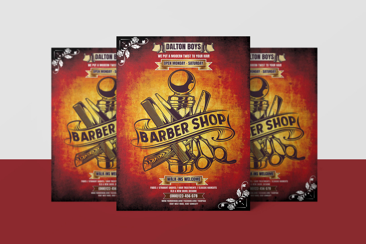 Barber Shop Flyer Template, a Flyer Template by Ultimate Template Shop (Photo 5 of 6)
