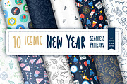 Iconic New Year Seamless Patterns, a Pattern Graphic by oelhoem (Thumbnail 1 of 6)