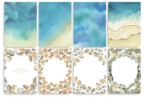 Watercolor Seashells Art Set