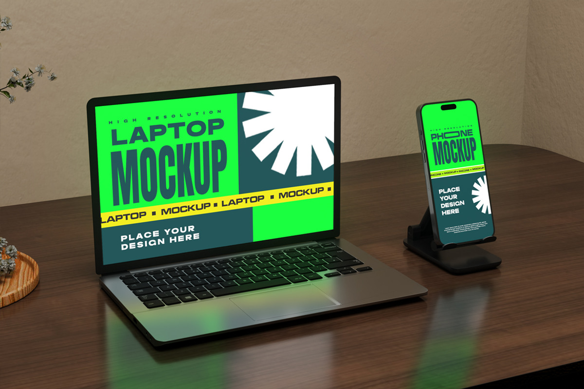 Laptop & Phone Mockup, a Mockup by Mockupnine (Photo 5 of 7)