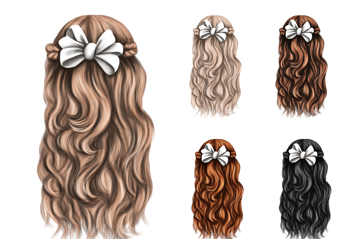 Hair clipart, Hair for little girls, an Illustration by Elenbushe (Photo 6 of 9)