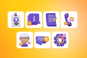 3D Customer Service Icon Set