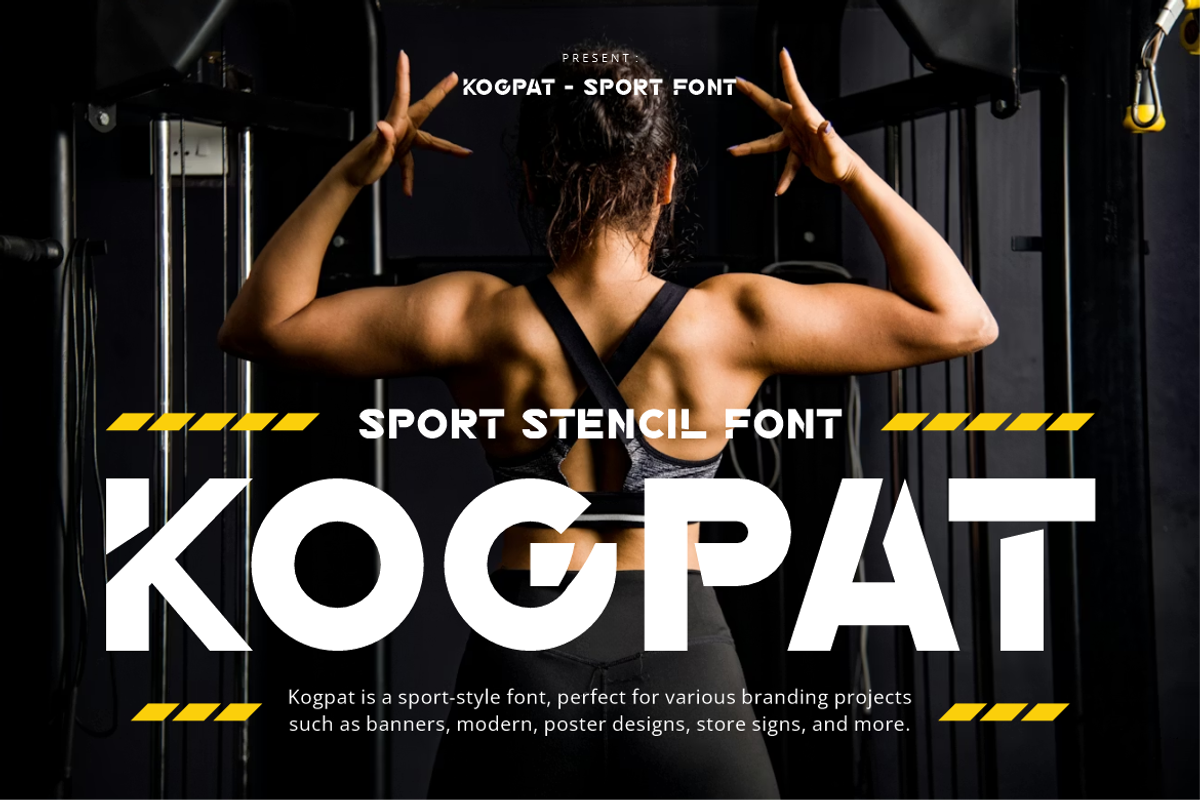 Kogpat - Sport Stencil Font, a Sans Serif Font by Iqsiart Studio (Photo 1 of 8)