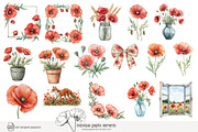 100 watercolour poppy clip art, a Seasonal Illustration by Poppy Lane Studio (Thumbnail 2 of 12)