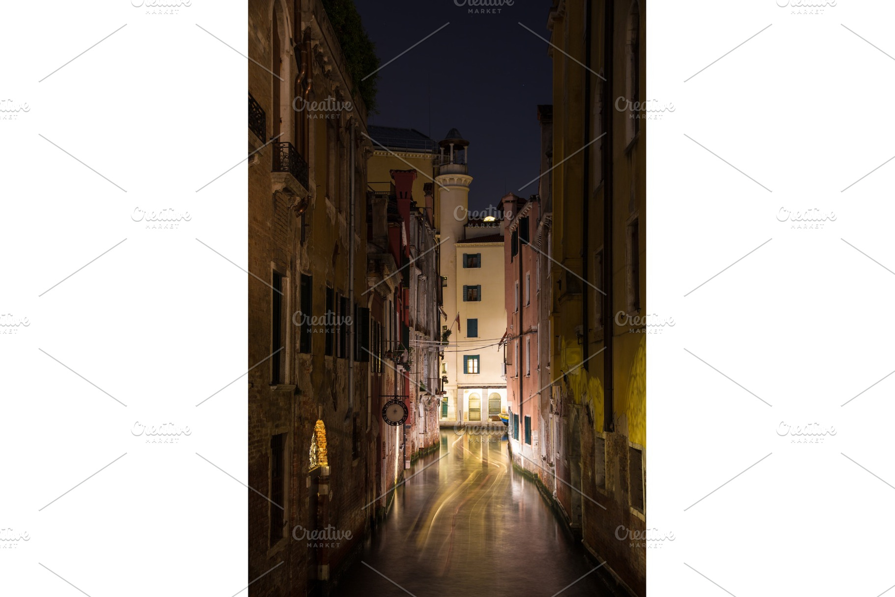 Narrow canal in venice at night stock photo containing venice and night, an Architecture Photo by Leonid Andronov