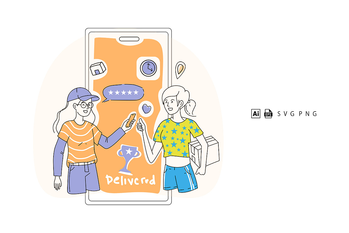 Illustration App Delivery Rating, a Technology Illustration by Stock Shape