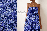 Cobalt Blue Fashion Floral Print, a Pattern Graphic by SirenaArt (Thumbnail 16 of 17)