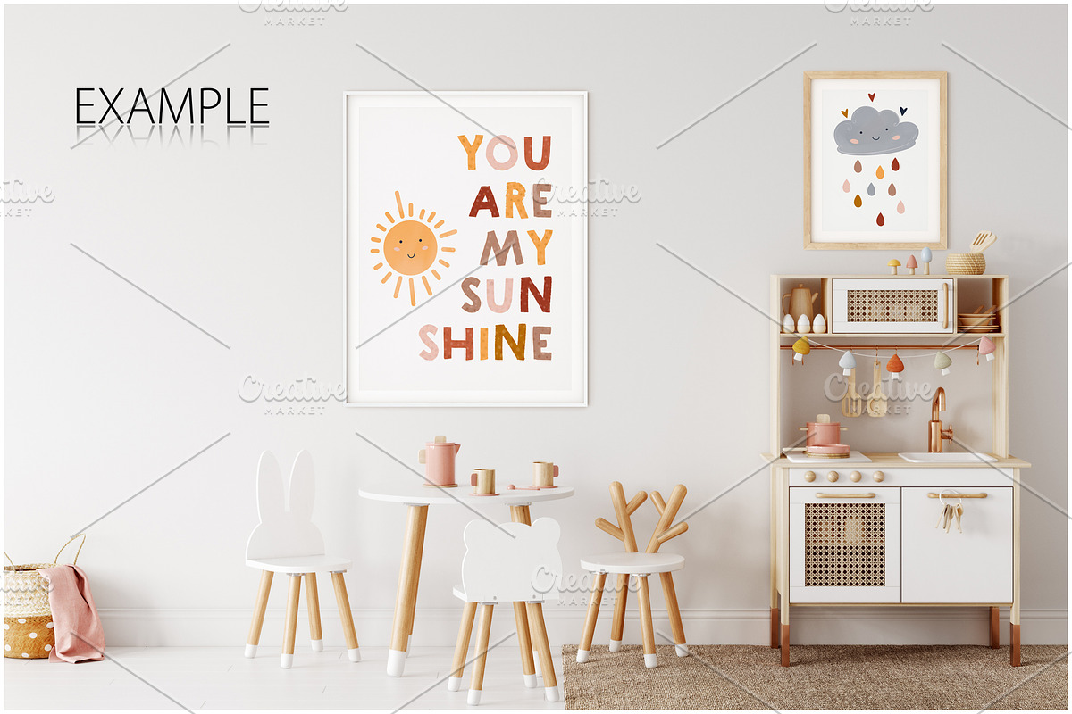 Kids Frames & Wall Mockup Bundle - 6, a Print Template by Yuri-U (Photo 14 of 28)