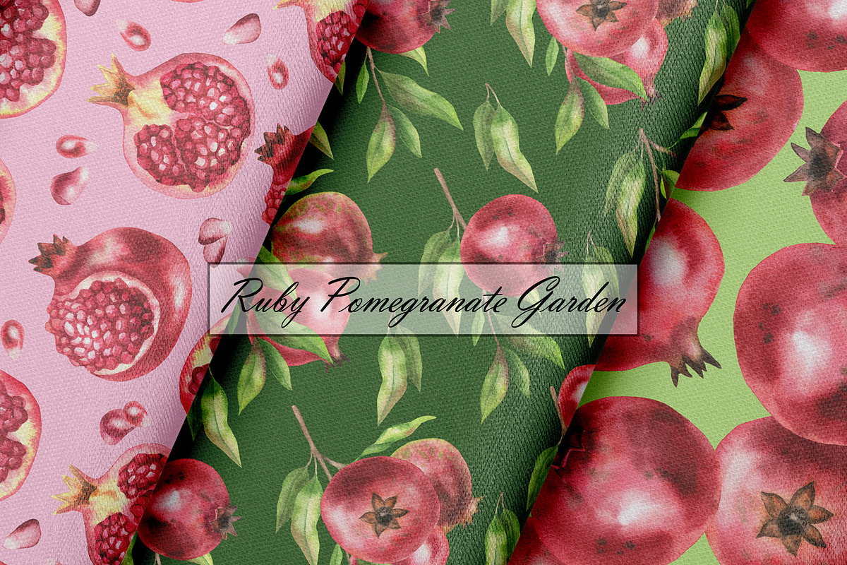 Pomegranate Seamless Patterns, a Food Illustration by OlDm_Shop (Photo 5 of 10)