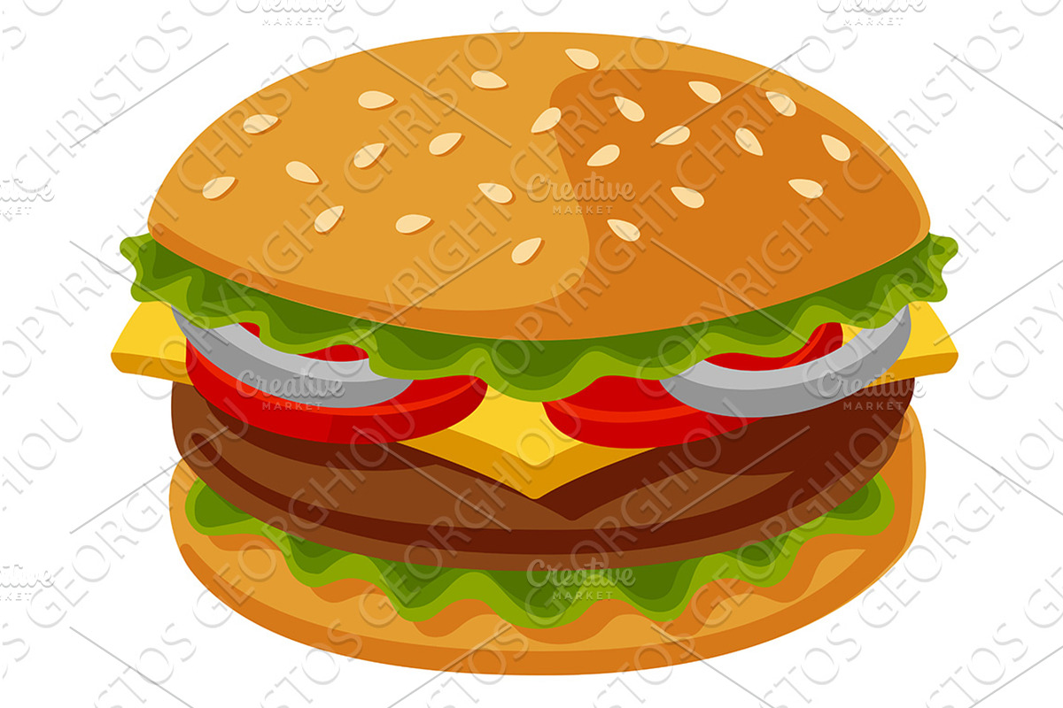 Cheeseburger Burger Food, a Food Illustration by Christos Georghiou