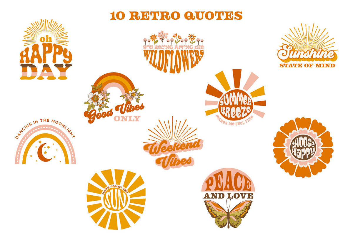 Happy Day Retro Graphics & Patterns, an Illustration by Wild Twig Co (Photo 4 of 13)