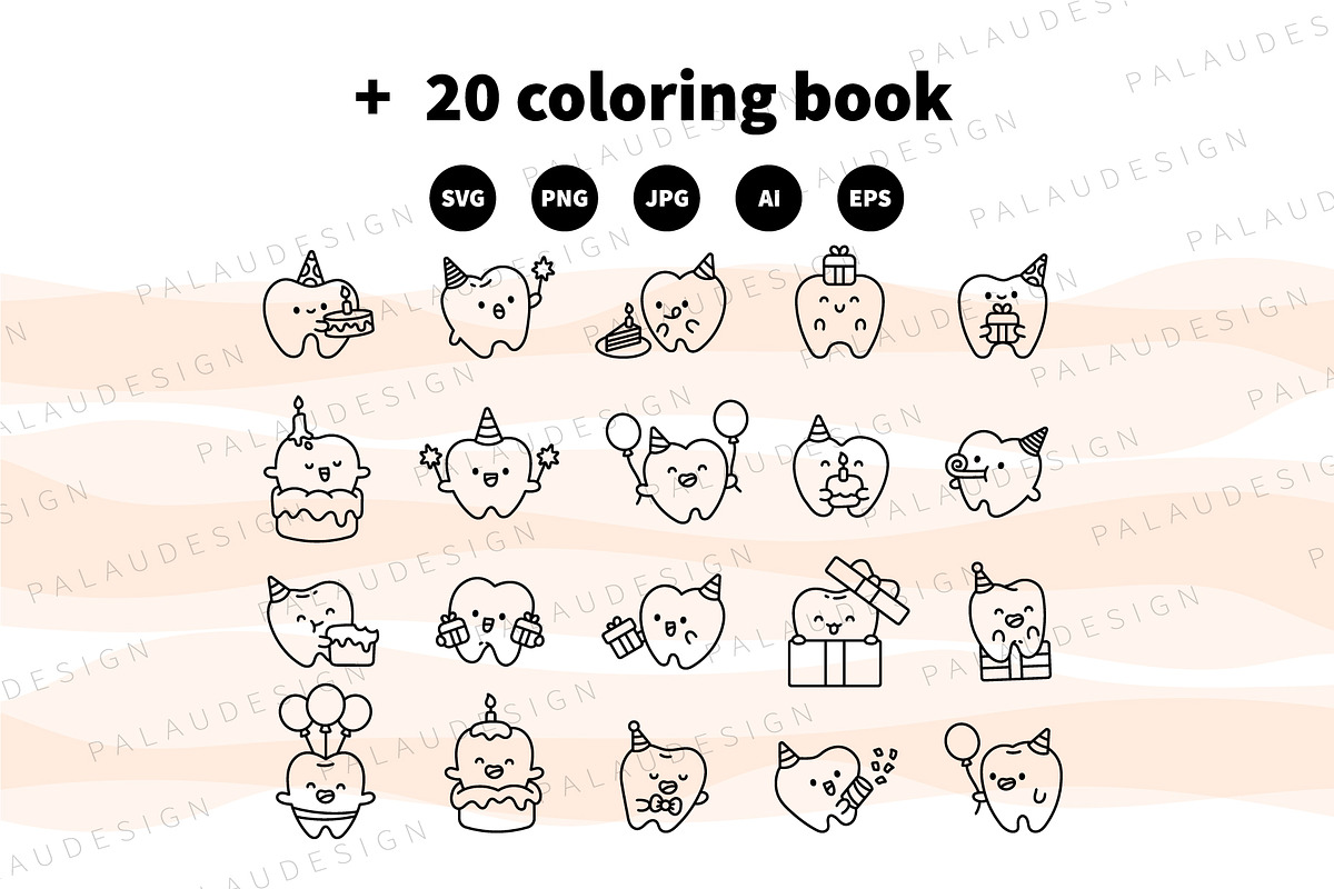 Tooth Birthday Clipart Set, a Healthcare Illustration by Palau (Photo 9 of 10)