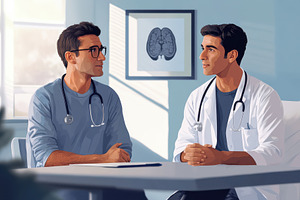 Two Doctors in Consultation Brain Im, a Health & Medical Photo by Pixeness Studio
