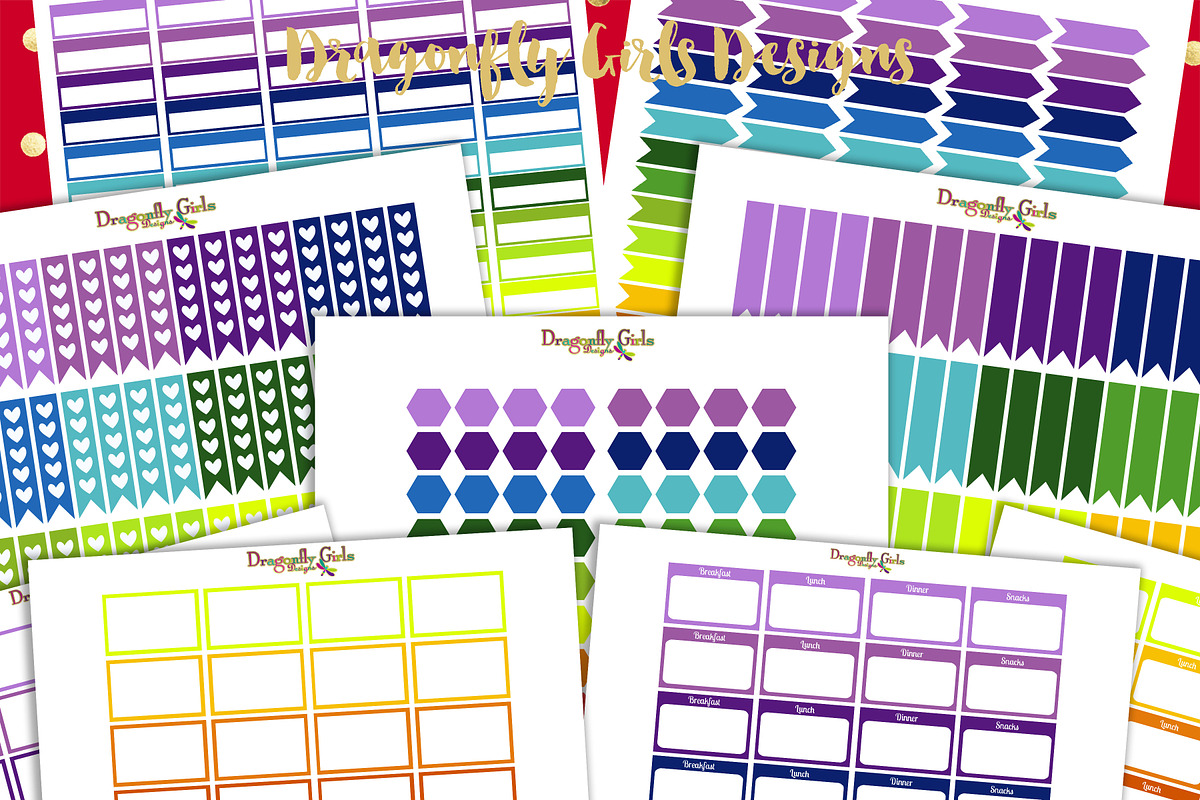 Rainbow Organizational Stickers, a Graphic by Dragonfly Girls Designs (Photo 2 of 7)