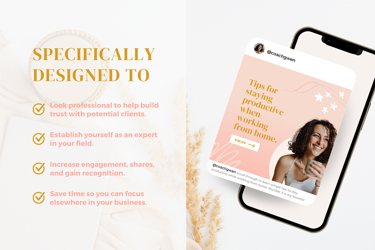 Boho Coach Instagram Carousel Canva, a Social Media Template by Ciera Design Templates (Photo 3 of 9)