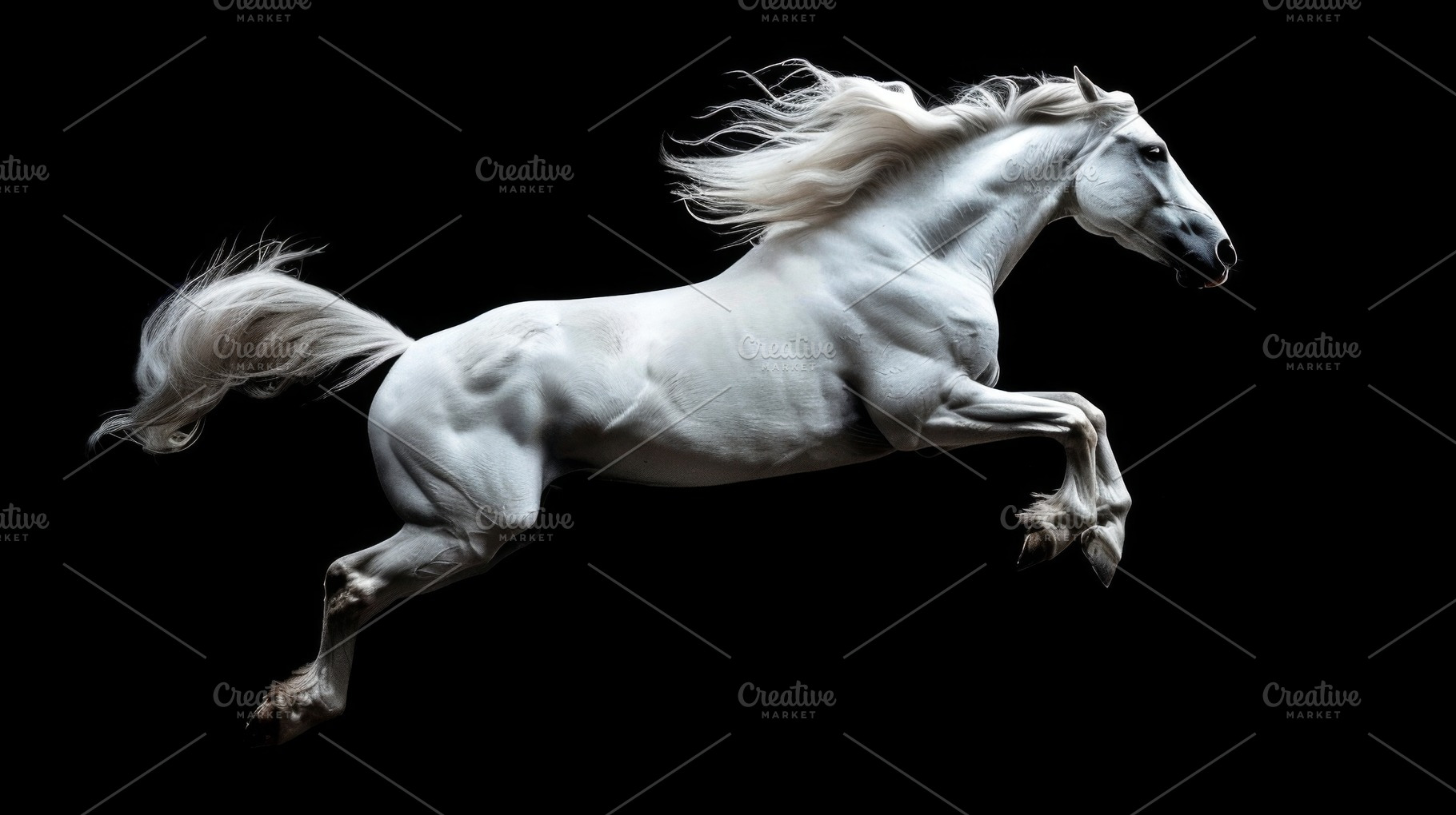 Horse jump on a black background, an Animal Photo by Handmadefont
