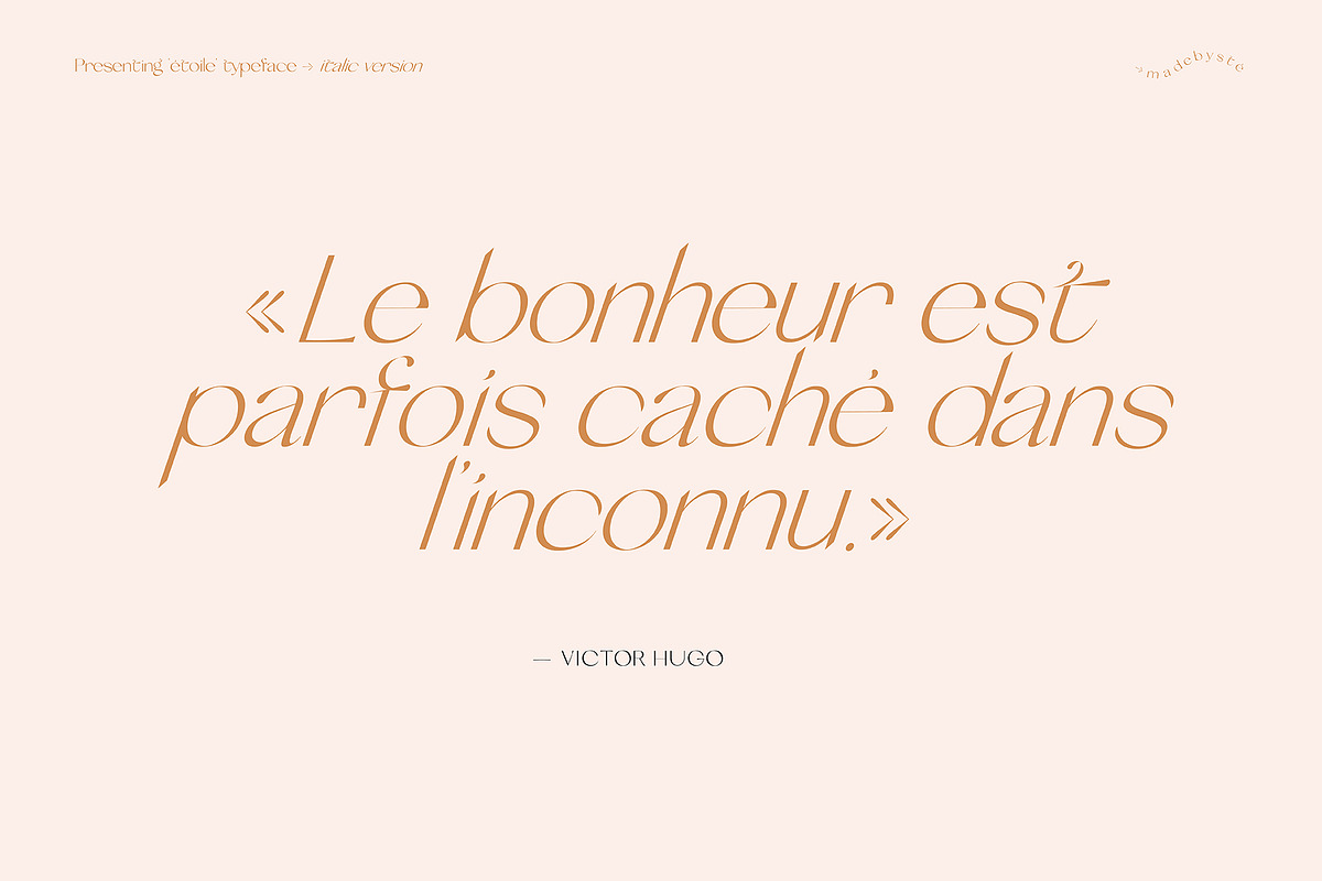 ETOILE* — MODERN REGULAR + ITALIC, a Sans Serif Font by Madebysté. (Photo 8 of 9)