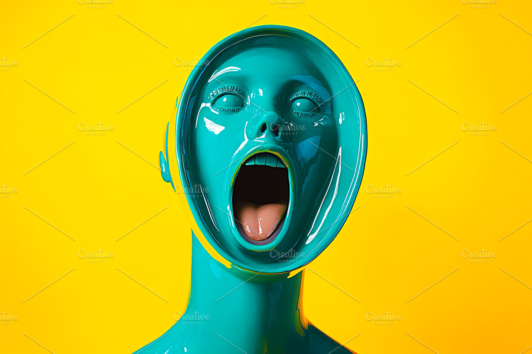 Abstract Sculptural Face with Yellow Background, an Abstract Photo by Ales Munt