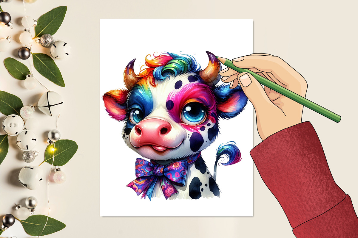 Funny Cow Sublimation Clipart, an Illustration by RobertsArt (Photo 6 of 7)