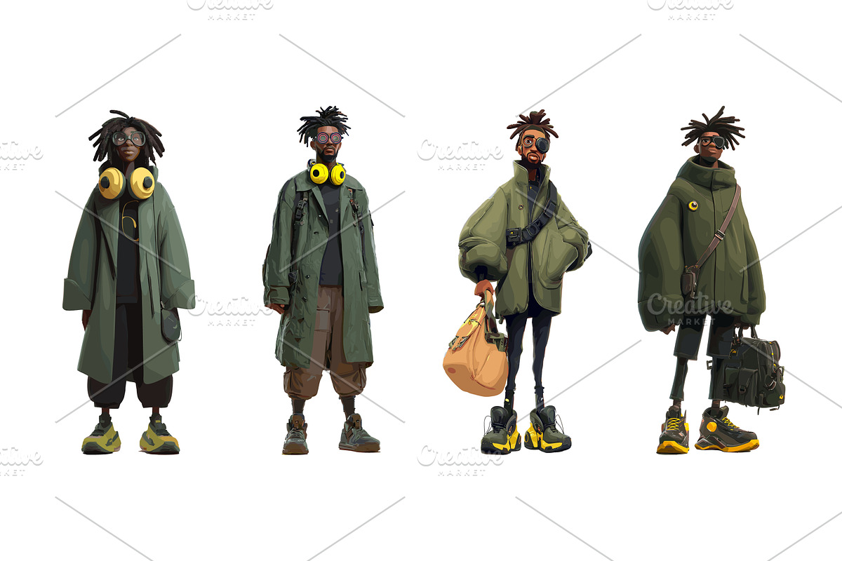 Black man african character cartoon, a Person Illustration by Onyx