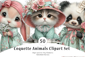 Coquette Animals Clipart Set, a Seasonal Illustration by CreationArt