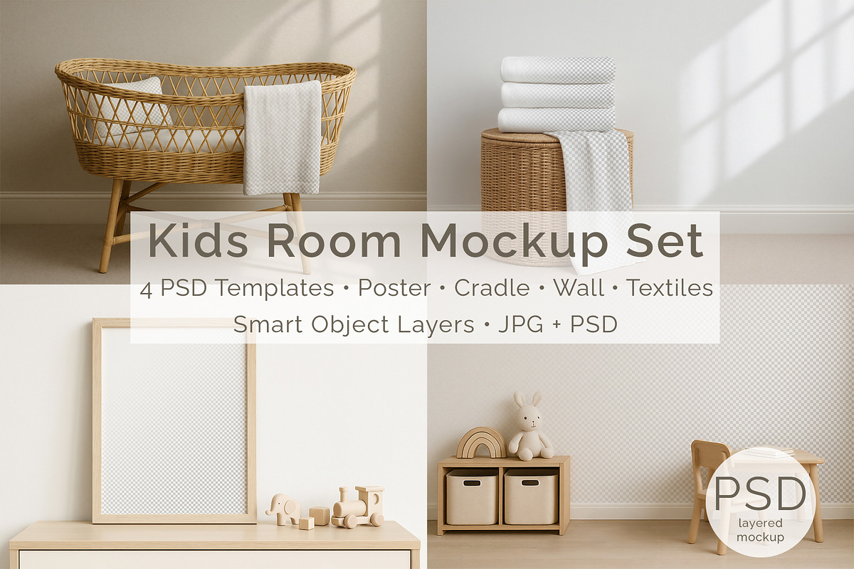 Kids Room Mockup PSD. Wall, Textile, a Product Mockup by Alisles (Photo 1 of 12)