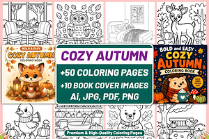 BOLD EASY COZY AUTUMN COLORING, a Seasonal Illustration by Coco Bloom