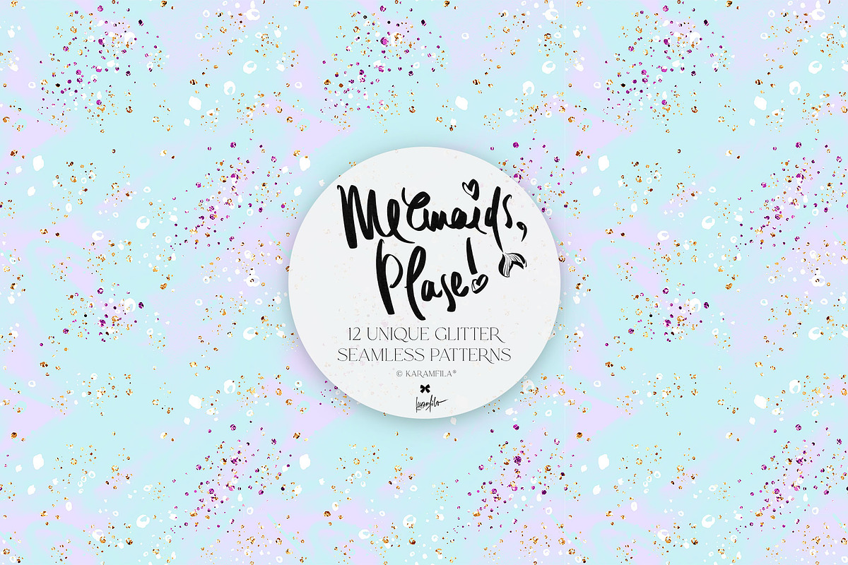 Mermaid Glitter Seamless Patterns, a Texture Graphic by KaramfilaS (Photo 12 of 15)