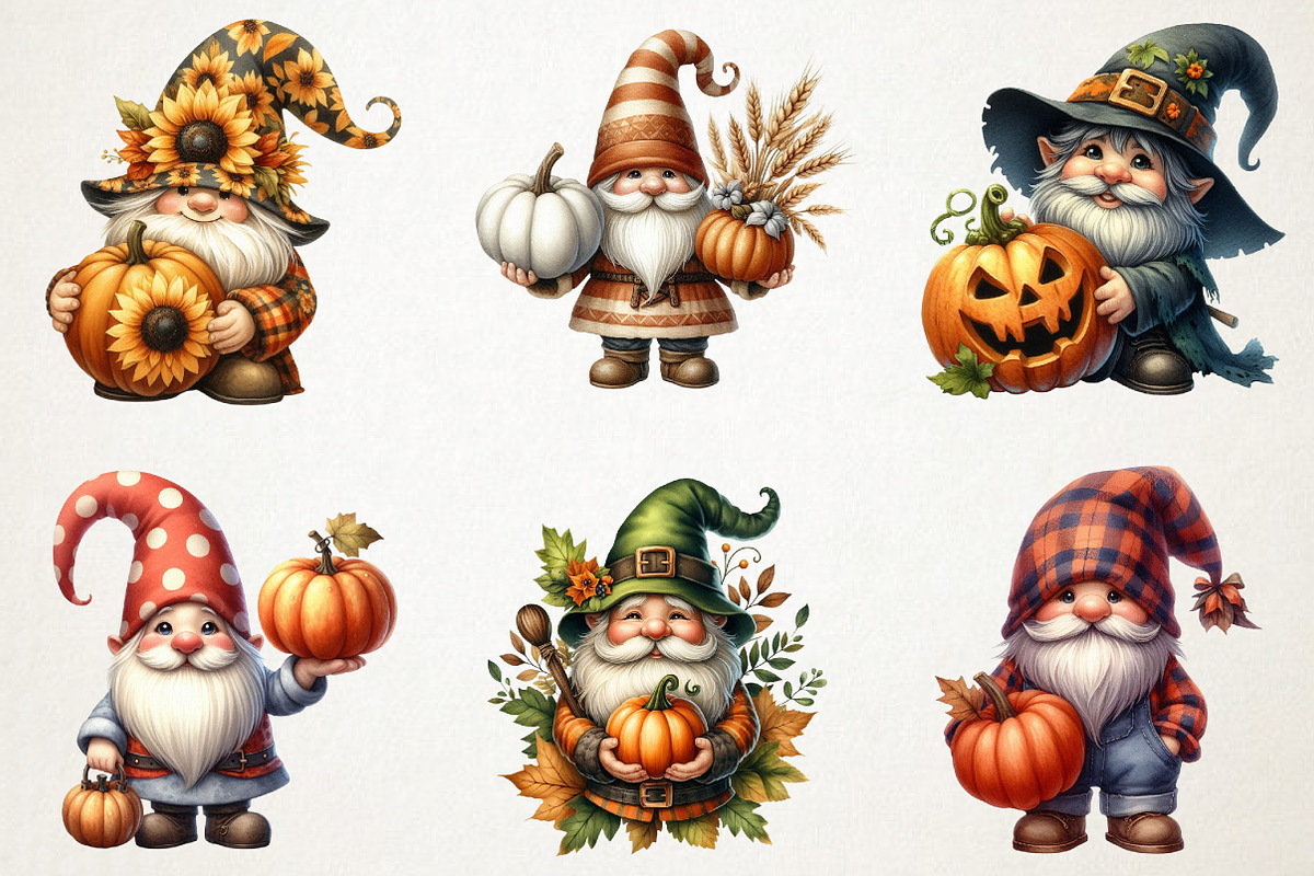 Gnome Holding Pumpkin Clipart, an Illustration by RobertsArt (Photo 6 of 7)