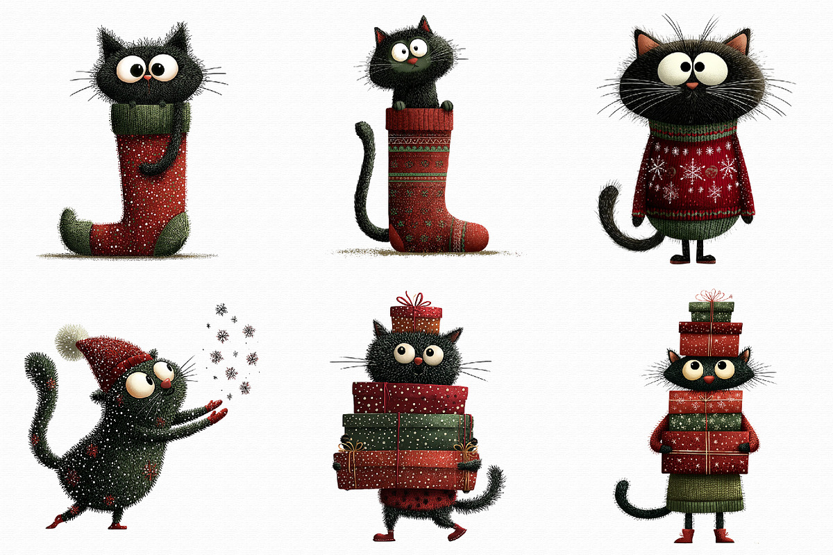 Whimsical Christmas Cat Clipart, an Illustration by Libby Wishes (Photo 7 of 7)