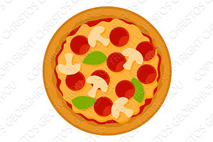 Pepperoni Pizza With Mushrooms Food, a Food Illustration by Christos Georghiou