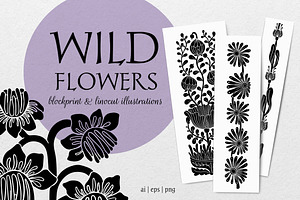 Wild Flowers - Botanical Linocut