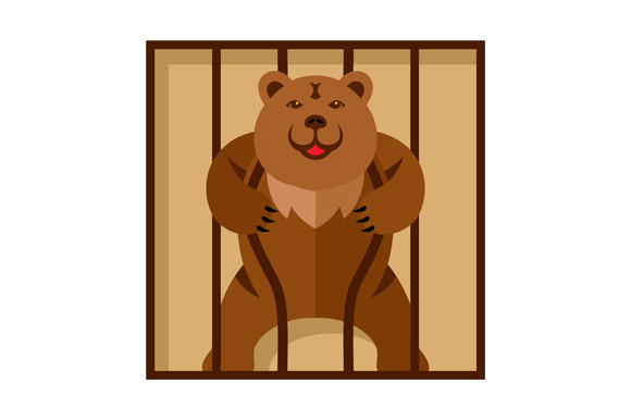 Bear in Zoo cage | Animal Illustrations ~ Creative Market