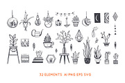 Boho House Plants vector set, a Decorative Illustration by Wild Muse (Thumbnail 2 of 4)