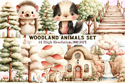 Watercolor Woodland Animals Clipart, an Illustration by Sublimation Artist (Thumbnail 1 of 7)