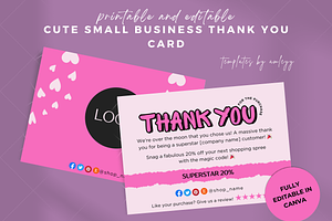 Cute Small Business Thank You Card, a Card Template by Elegant_Studio44