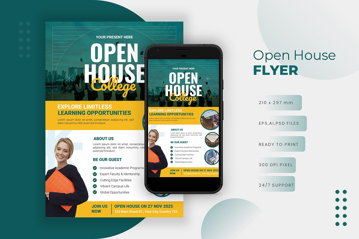 Open House College - Flyer, a Print Template by VUNIRA (Photo 1 of 2)