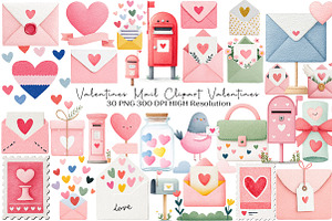 Valentines Mail Clipart Valentines, an Illustration by Black Bird Studio