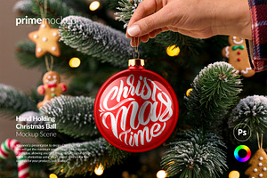Hand Holding Christmas Ball Mockup