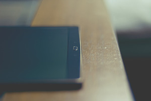 Tablet containing black, blank, and business