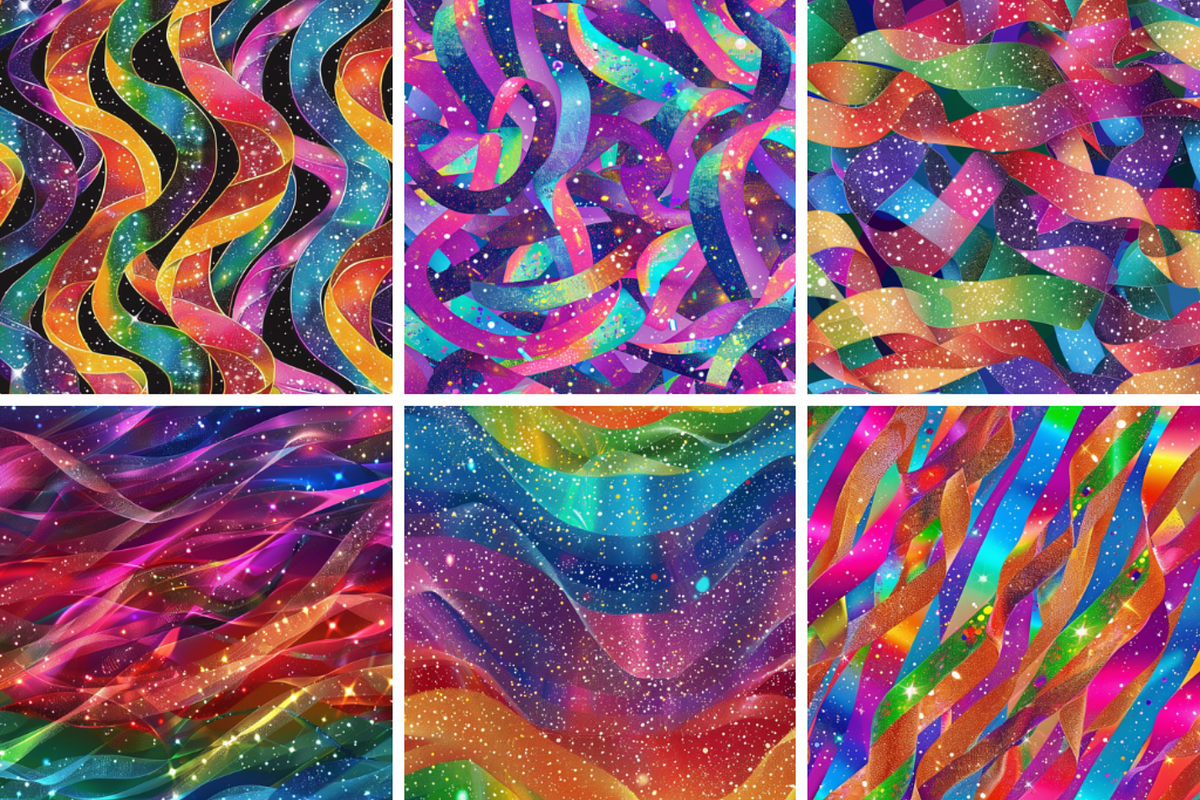 Rainbow Ribbons Seamless Patterns