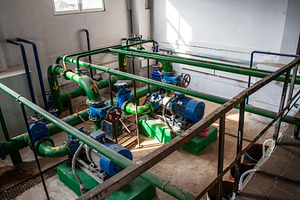 steel pipes on industrial enterprise