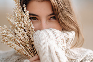 Cozy autumn portrait of young woman, a Person Photo by MistyDay