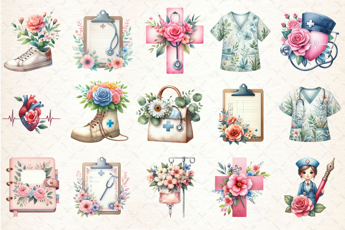 Flower Nurse Life Clipart, an Illustration by Rose Art (Photo 2 of 7)