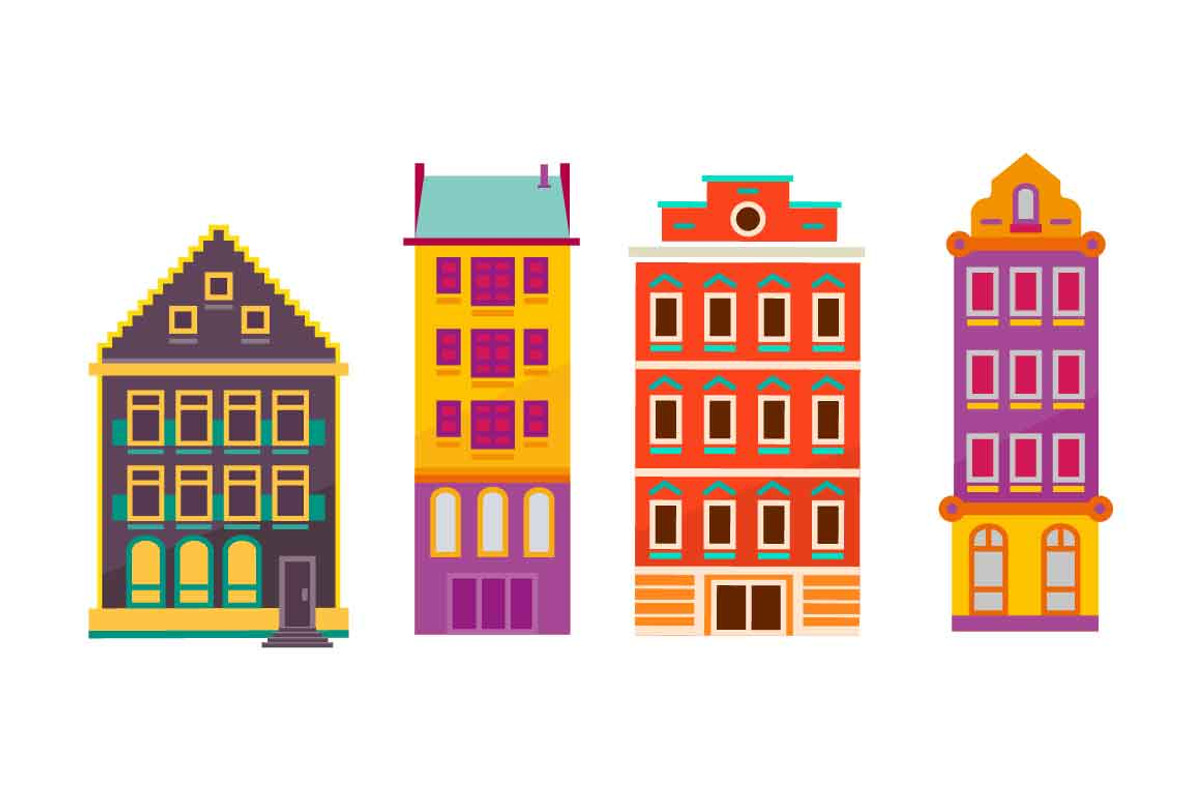 Dutch & Belgian-like houses set, an Illustration by Grafvish (Photo 3 of 7)