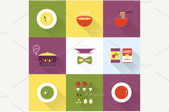 Vector Flat Soup Icons