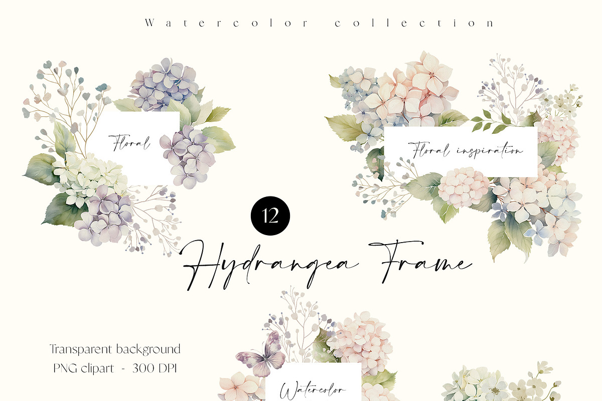Hydrangea Watercolor Invitation Set, a Decorative Illustration by Sunshine Art (Photo 2 of 13)