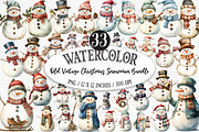 Old Vintage Christmas Snowman Bundle, an Illustration by Designking (Thumbnail 1 of 5)